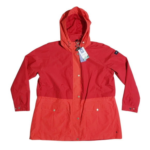 Joules Womens Dewberry Colorblock Raincoat Red Size 14/Large NWT - Picture 1 of 11